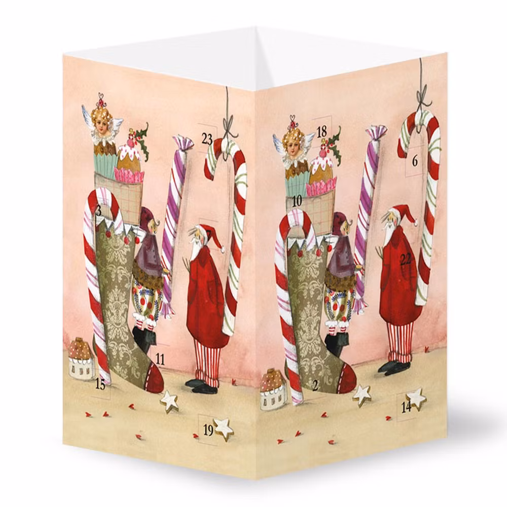 Adventskalender som papperslykta -Godisstrumpan (Fjäderlätt)