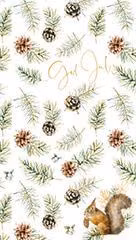 Dubbelt kort med kuvert - Granbarr och kottar (Fraktfritt)