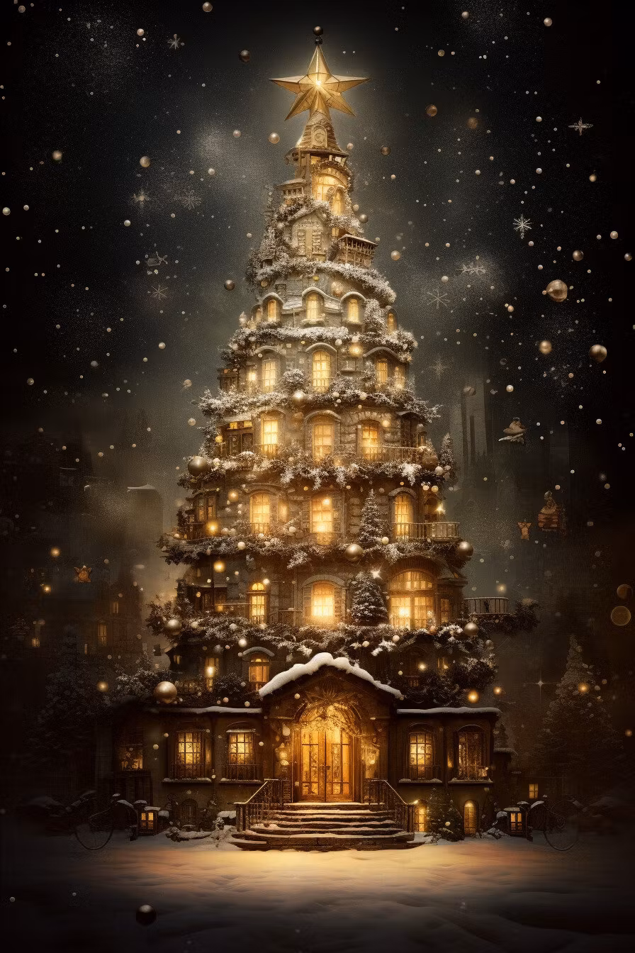 Enkelt julkort - Huset i granen (Fraktfritt)