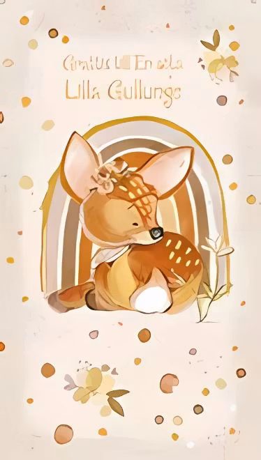 Dubbelt kort med kuvert - Lilla rådjur (Fraktfritt)