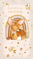 Dubbelt kort med kuvert - Lilla rådjur (Fraktfritt)