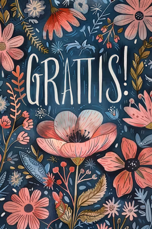 Dubbelt kort med kuvert - Grattis! (Fraktfritt)