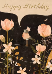 Kort med kuvert - Födelsedagsfågeln - Gulddetaljer (Fraktfritt)