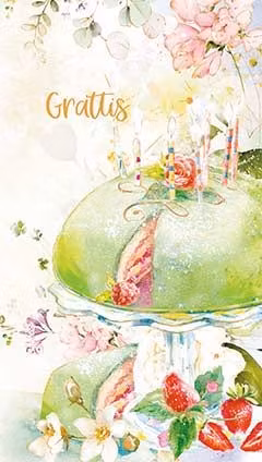 Dubbelt kort med kuvert - Marsipantårta (Fraktfritt)