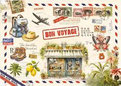 Vacker Anteckningsbok - Bon Voyage (liggande A5)