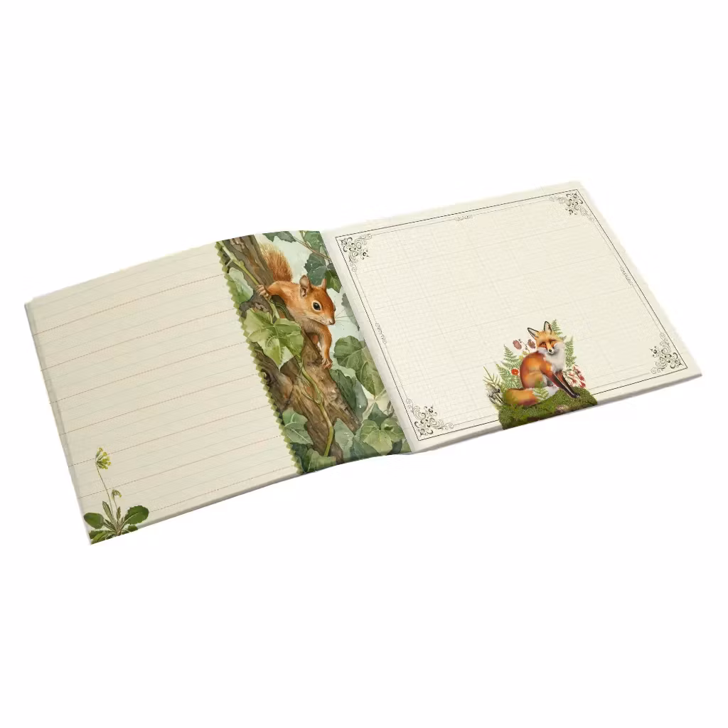 Vacker Anteckningsbok - Skogens djur (liggande A5)