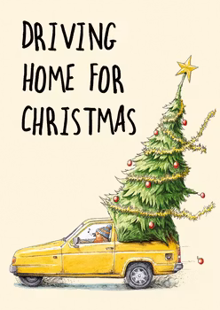 Dubbelt julkort med kuvert - Driving home (Fraktfritt)