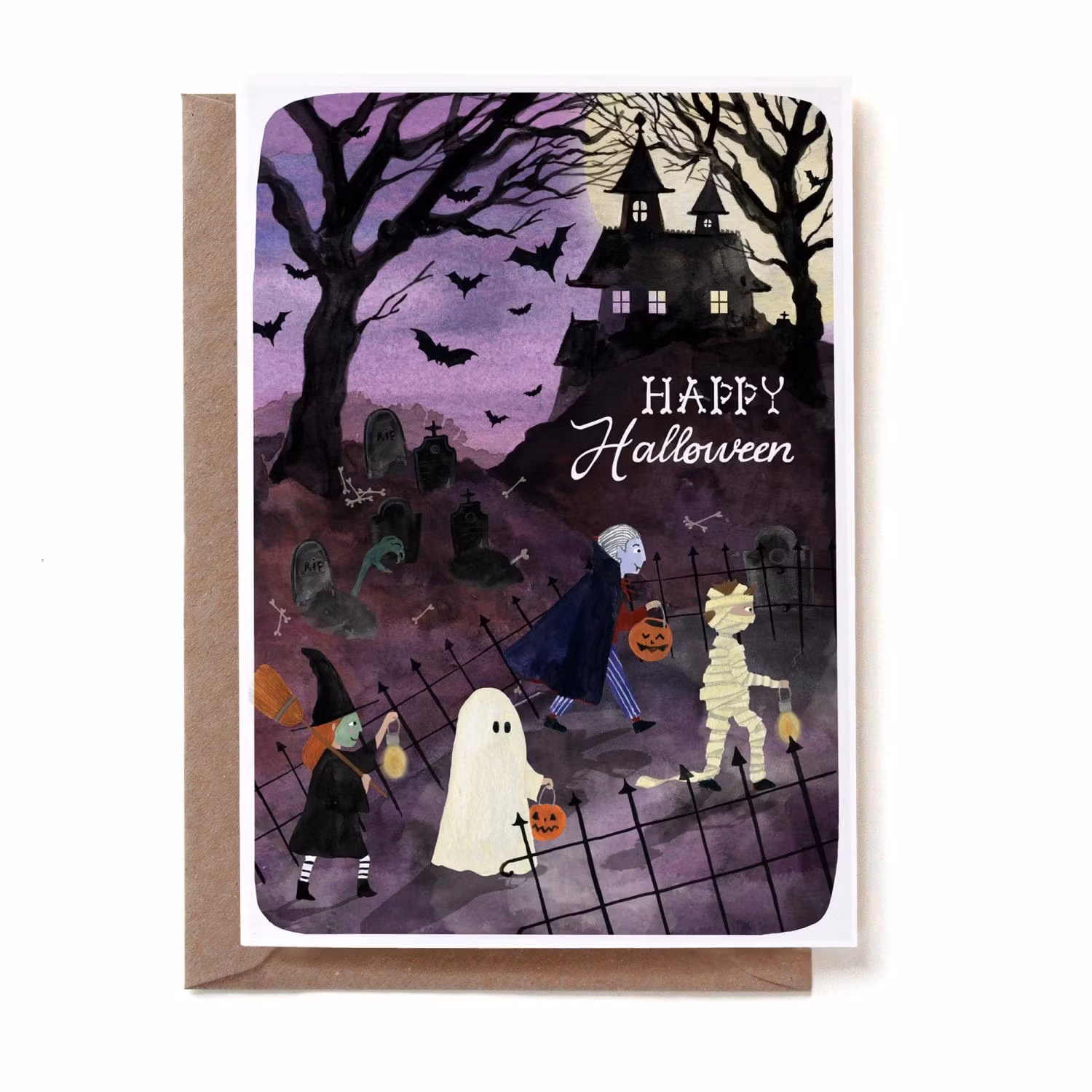 Dubbelt kort med kuvert - Halloween (Fraktfritt)