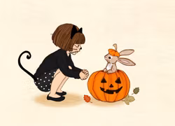 Enkelt kort - Belle & Boo - Halloweenvänner (Fraktfritt)