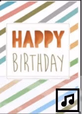 Dubbelt kort med kuvert - Happy Birthday färgglada ränder (Fraktfritt)