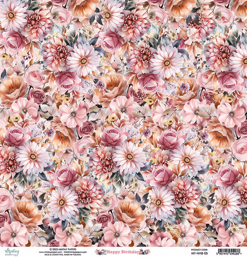 Vackra pysselpapper - Happy Birthday (24 ark) 15 x 15 cm