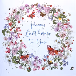 Dubbelt kort med kuvert - Födelsedagskrans (Fraktfritt)