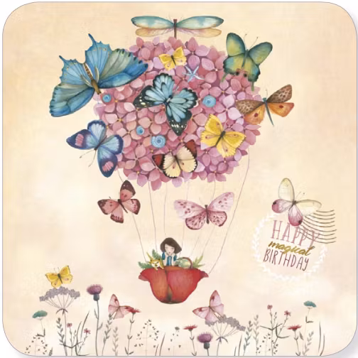 Enkelt kort - En svävande födelsedagshälsning (Fraktfritt)