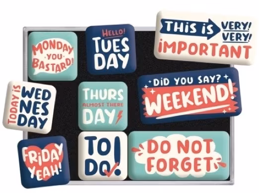 Magneter - 9 stycken -  Happy Week