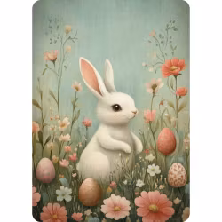 Enkelt Påskkort - Haren med äggen på ängen (Fraktfritt)