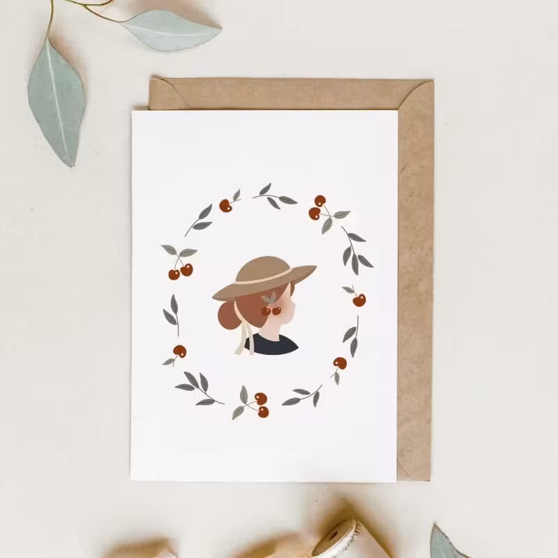 Enkelt kort med kuvert -  Min fina hatt (Fraktfritt)