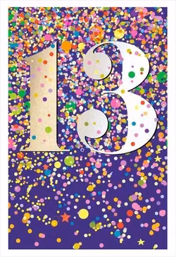 Dubbelt kort med kuvert - 13 år - Konfetti (Fraktfritt)