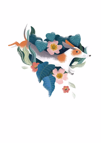 Dubbelt kort med kuvert - Hund (Fraktfritt)