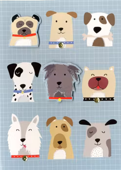 Dubbelt kort med kuvert - Hundar (Fraktfritt)