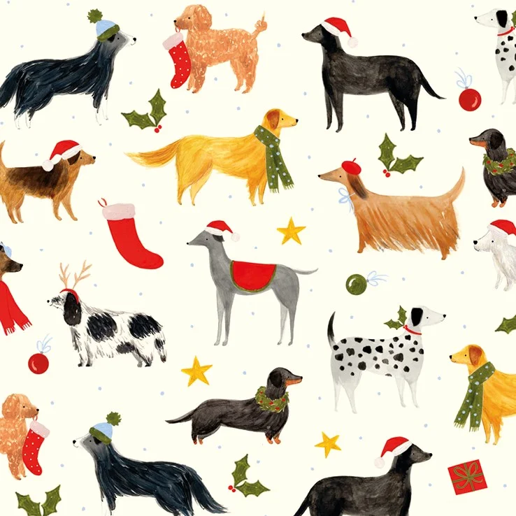 Förpackning med flera julkort med kuvert - Hundjul (10 stycken)