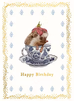 Dubbelt kort med kuvert - Igelkott i kopp (Fraktfritt)