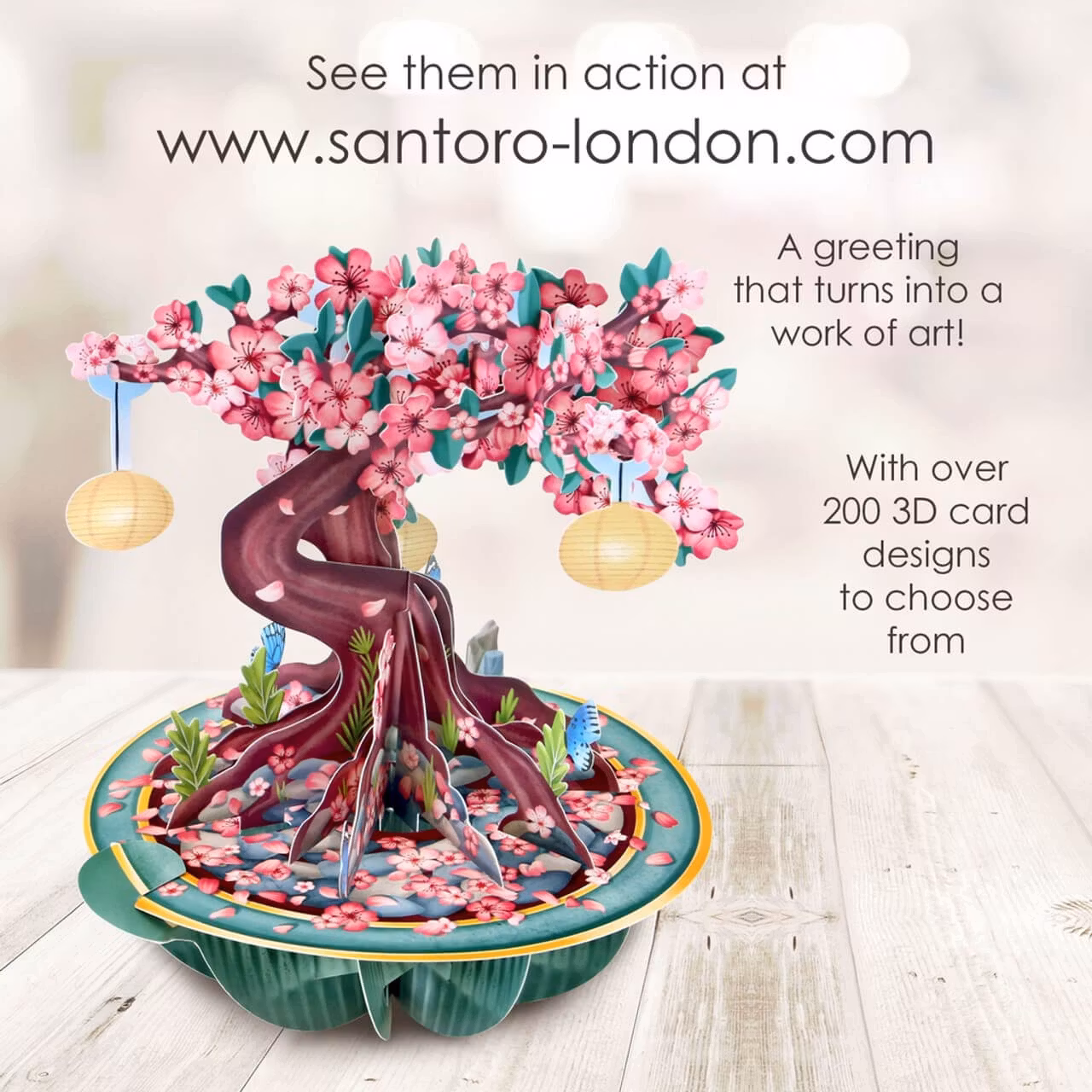 Magiska gratulationskort - Körsbärsträd (Fraktfritt)