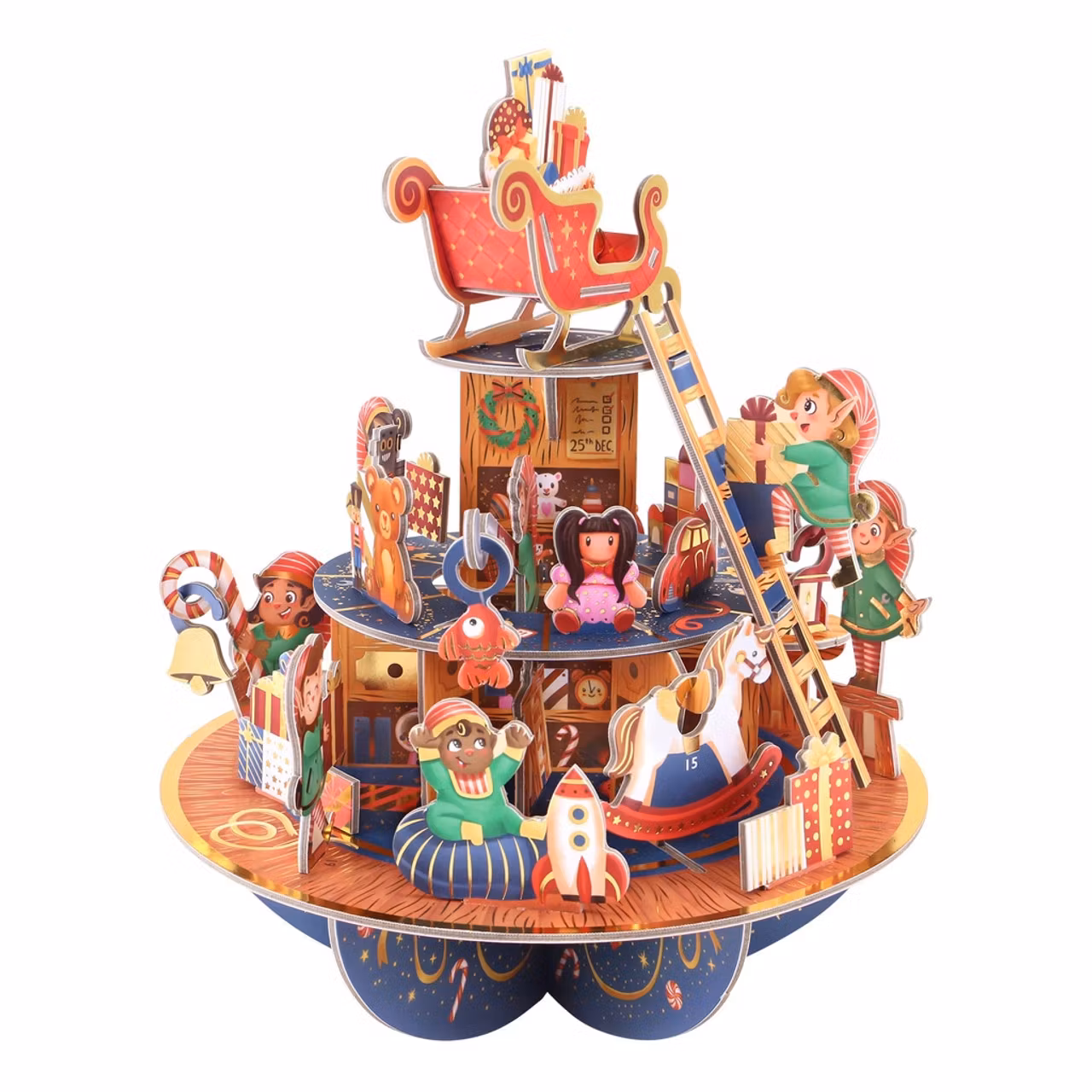 Adventskalender - Tryck ut och bygg ihop - Surrande tomteverkstaden