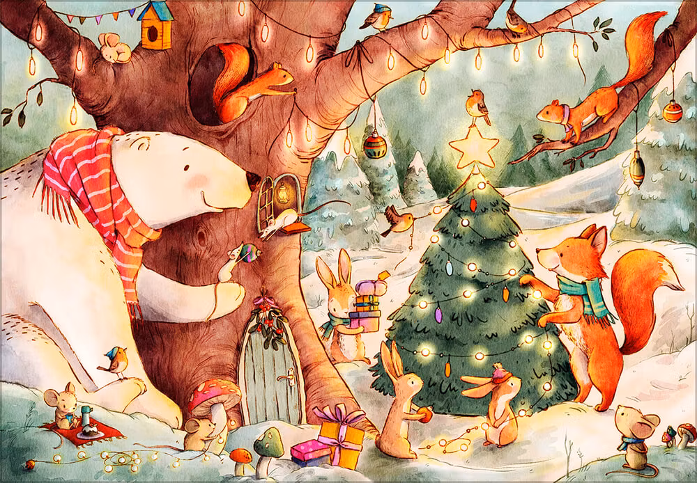 Adventskalender Pussel - Little Friends (Fraktfritt)