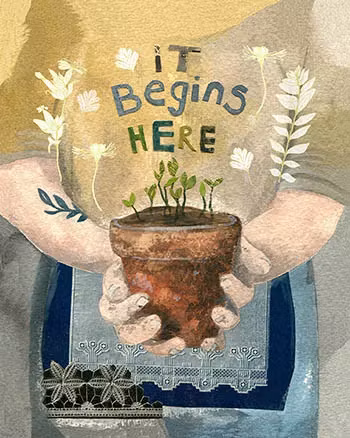 Dubbelt kort med kuvert - Det börjar här (Fraktfritt)