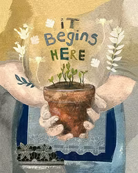 Dubbelt kort med kuvert - Det börjar här (Fraktfritt)