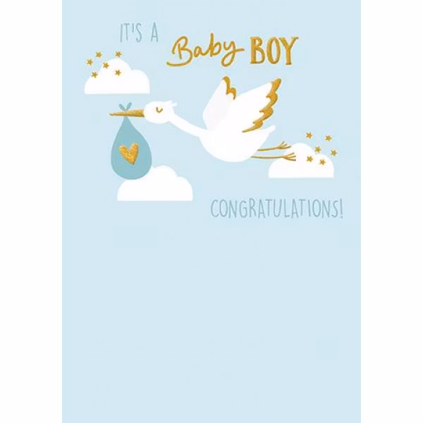 Dubbelt kort med kuvert - It's a baby boy (Fraktfritt)