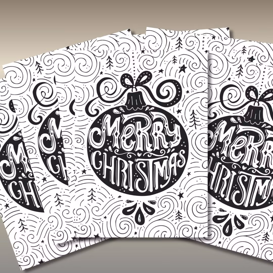 Flera enkla kort (10 stycken) - Snirklig julhälsning (Fraktfritt)