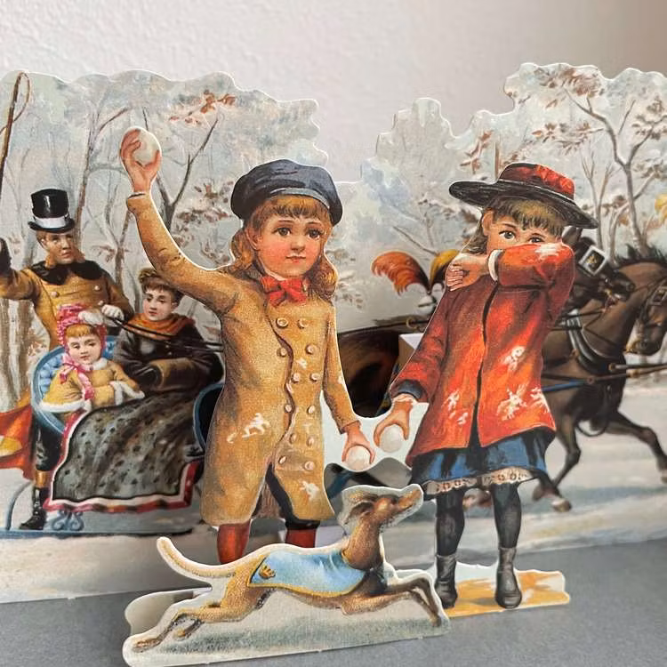 Utvikbart kort med kuvert - Snöbollskrig (Fraktfritt)