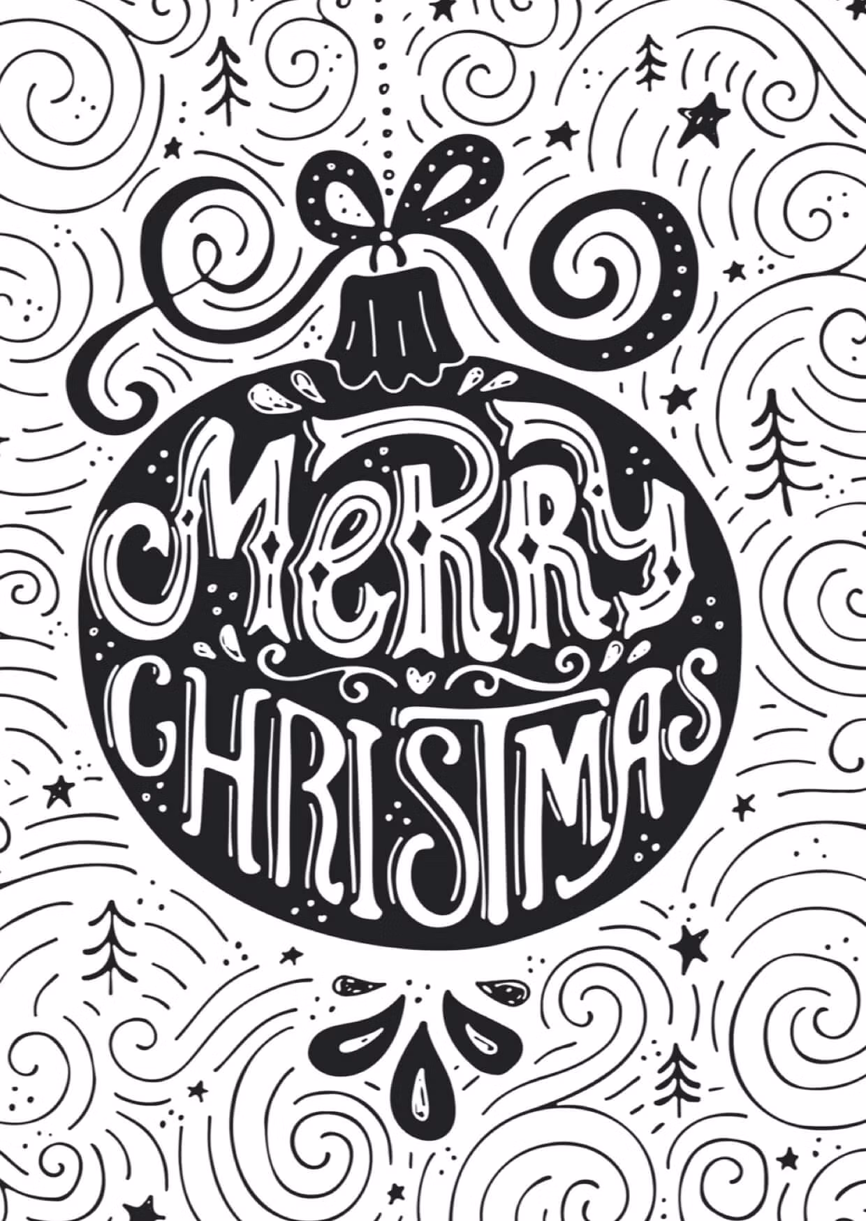 Enkelt julkort - Snirklig julhälsning (Fraktfritt)