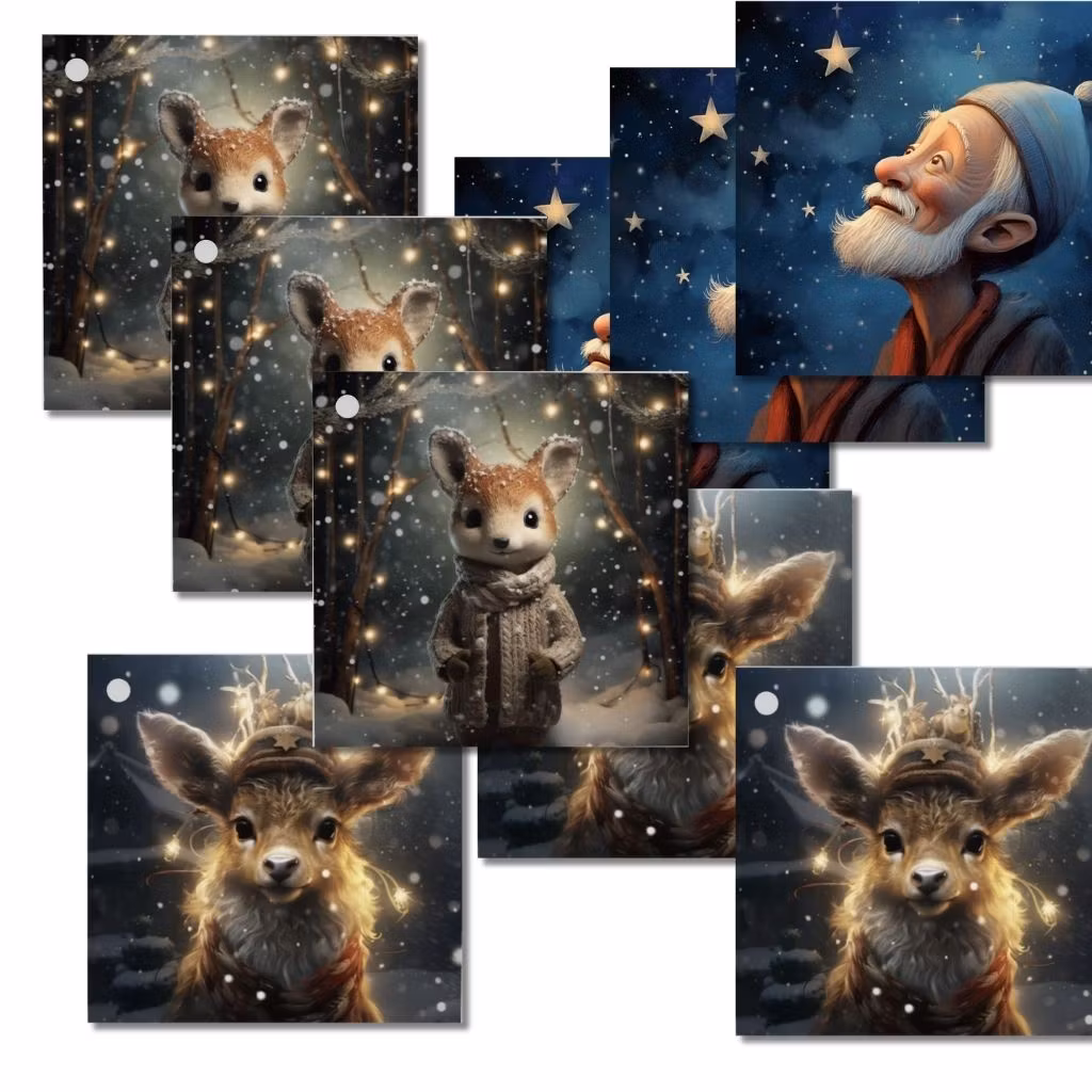 Flera små kort utan kuvert - Julens magi (9 kort utan kuvert)