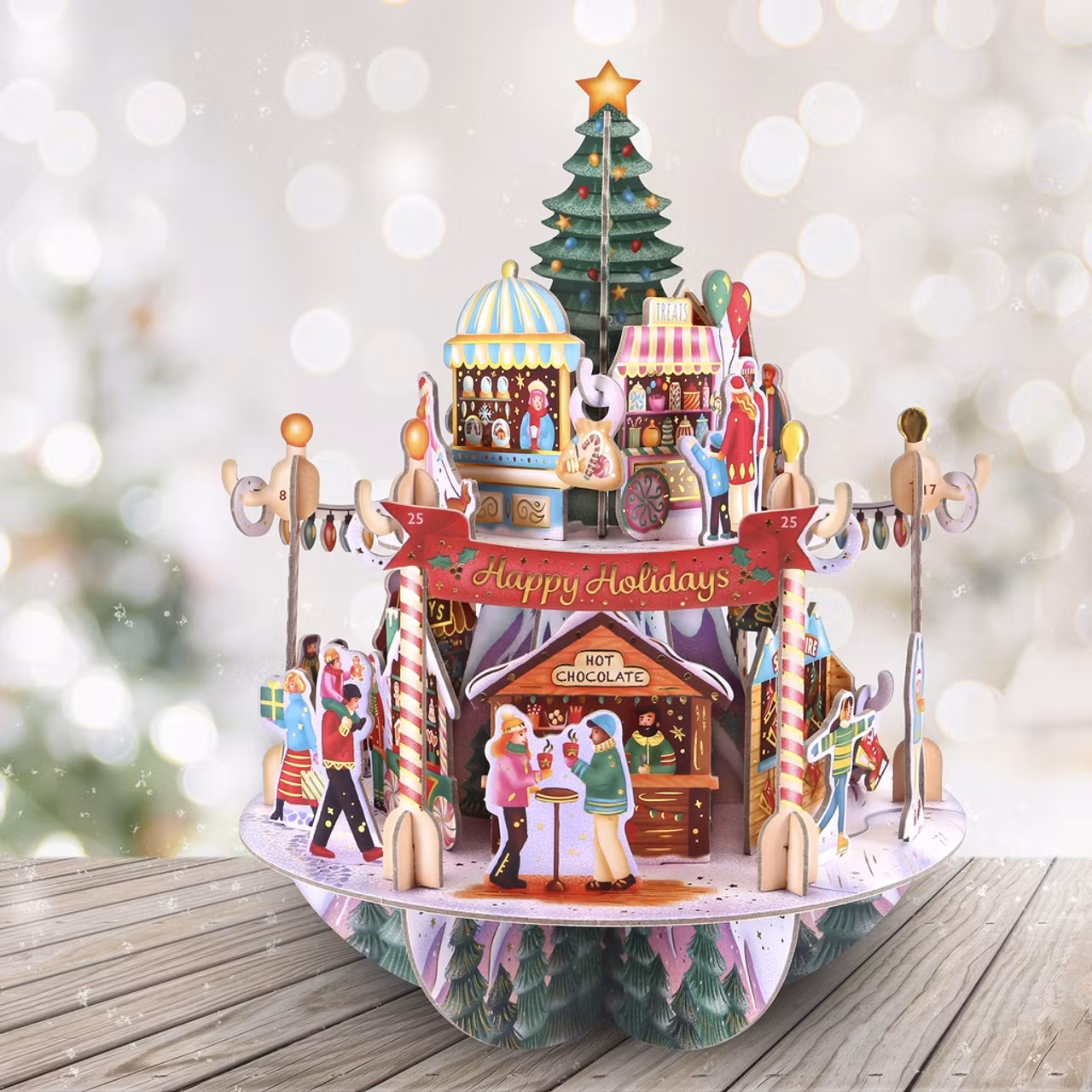 Adventskalender - Tryck ut och bygg ihop - Julmarknad