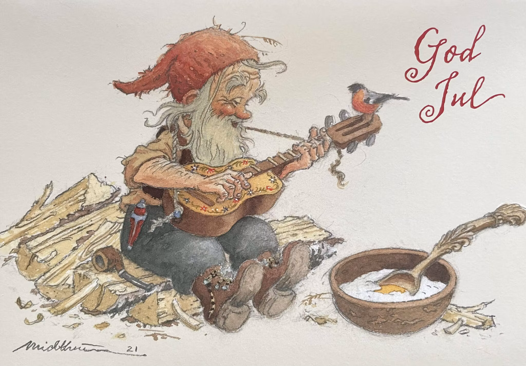 Julkort med kuvert - Julsång på ukulele (Fraktfritt)