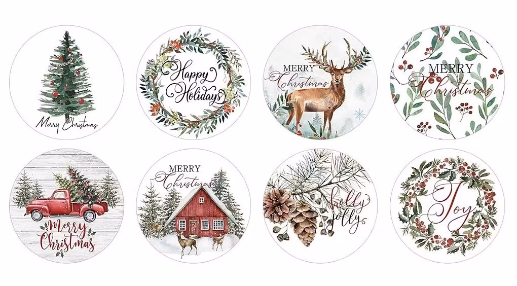 Runda julklistermärken (16 stycken)