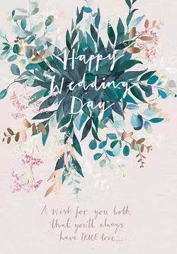 Dubbelt bröllopskort med kuvert - Gröna bröllopsblad (Fraktfritt)