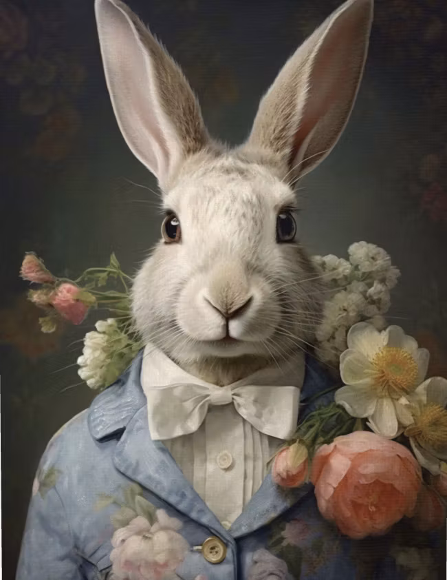 Dubbelt kort med kuvert - Kanin i vacker kavaj (Fraktfritt)