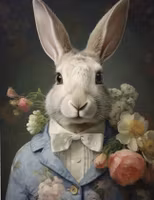 Dubbelt kort med kuvert - Kanin i vacker kavaj (Fraktfritt)