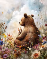 Enkelt kort - Kaninen och björnen (Fraktfritt)