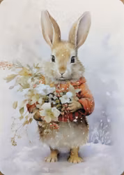 Enkelt vinterkort - Kaninens vinterblommor (Fraktfritt)
