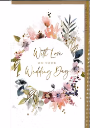Dubbelt bröllopskort med kuvert - Kärlek på er dag (Fraktfritt)