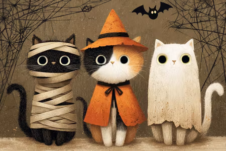 Enkelt kort - Halloweenkatter (Fraktfritt)
