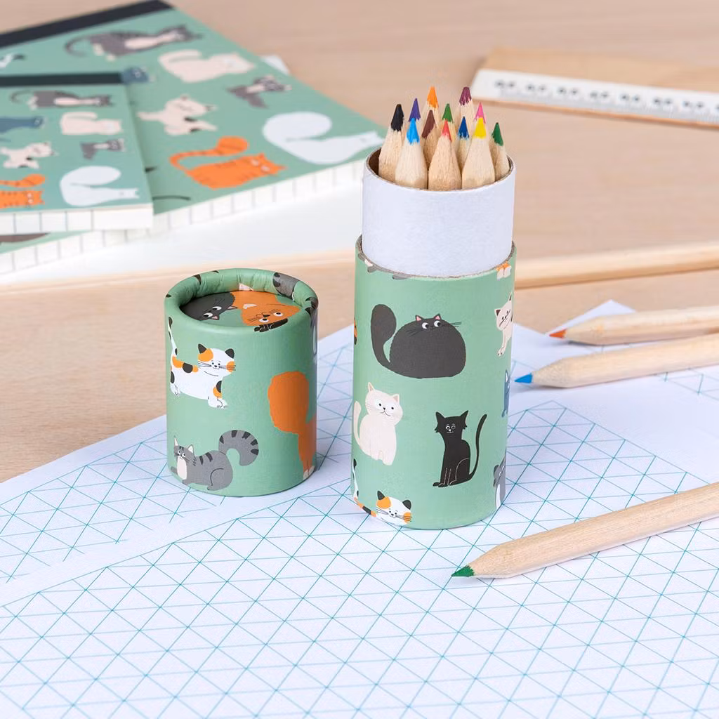 Små pennor i en tub - Katter (12 pennor)