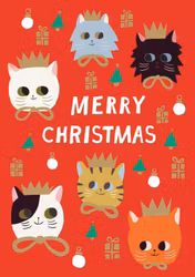 Dubbelt julkort med kuvert - Katter till jul (Fraktfritt)