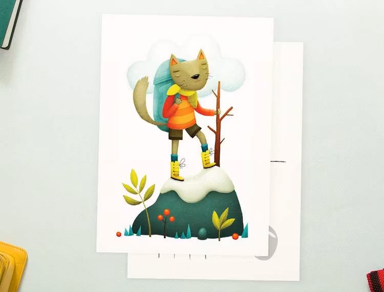 Enkelt konstkort - Vandringskatt (Fraktfritt)