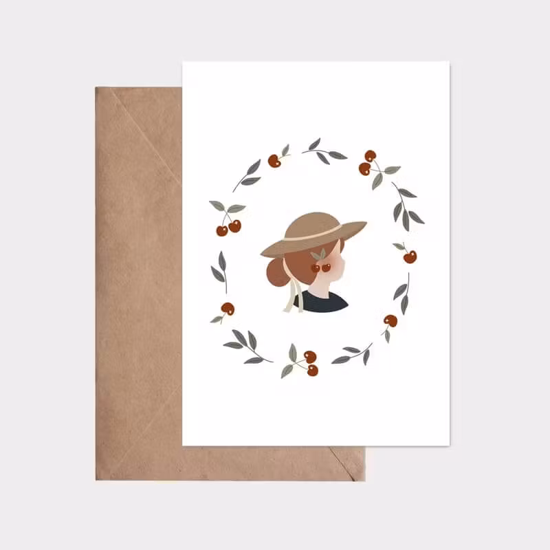 Enkelt kort med kuvert -  Min fina hatt (Fraktfritt)