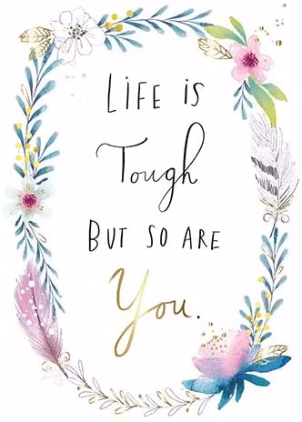 Dubbelt kort (guld) med kuvert - Livet är tufft men det är du också (Fraktfritt)